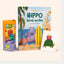 Kinder-Geschenk-Bundle mit Hippo lernt surfen, Smile-Luftballons und Schildkröten-Postkarte
