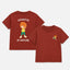 Rotes Pumuckl Kinder-T-Shirt aus Bio-Baumwolle – Vorder- und Rückseite auf hellem Hintergrund