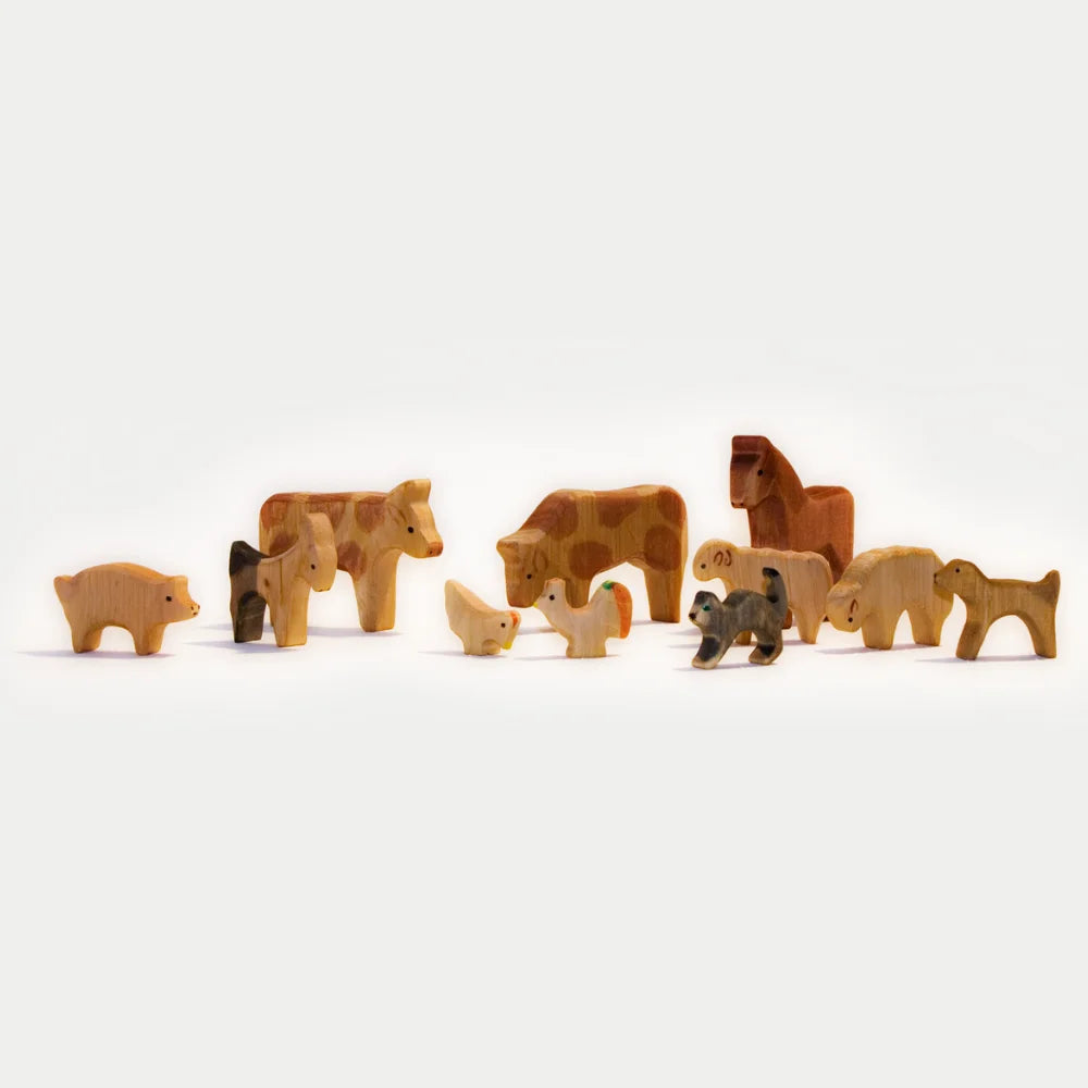 Holztierset mit 11 kleinen Bauernhof-Tieren aus Holz Hauptbild