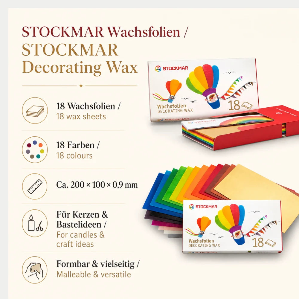 Vorteilsbild zu STOCKMAR Wachsfolien mit 18 Farben, Maßen und Einsatzmöglichkeiten für Kerzen und Bastelideen