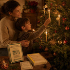 STOCKMAR Bienenwachs Weihnachtsbaumkerzen in Verwendung am festlich geschmückten Weihnachtsbaum