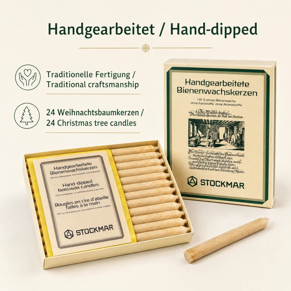 24 STOCKMAR Weihnachtsbaumkerzen aus 100 Prozent reinem Bienenwachs Made in Germany