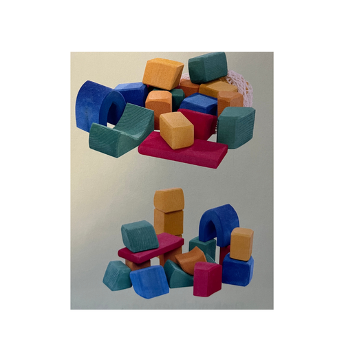 17 large wooden building blocks in a cotton net (from 1.5 years) by Glückskäfer