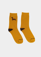 Damen Socken Dackel (senfgelb)