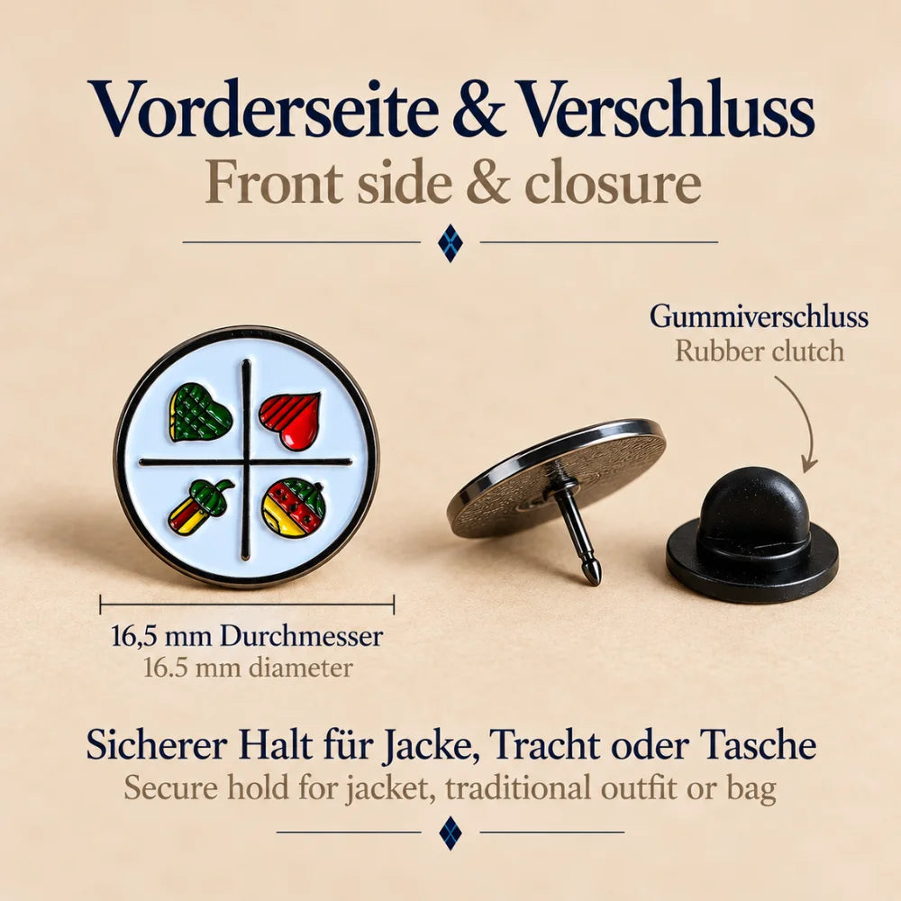 Bayerischer Schafkopf Emaille Pin – handgefertigt in Bayern Zweitbild