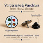 Schafkopf Emaille-Pin Vorderseite und Rückseite mit 16,5 mm Durchmesser und schwarzem Gummiverschluss