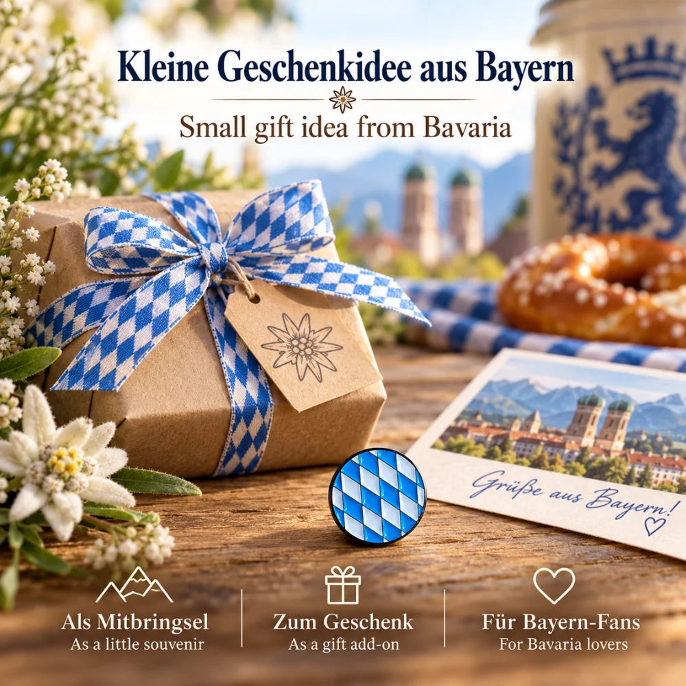 Bayern Emaille Pin Weiß-Blau als kleines Mitbringsel aus Bayern – Geschenkidee für Bayern-Fans, Oktoberfest-Besucher und Deutschland-Reisende