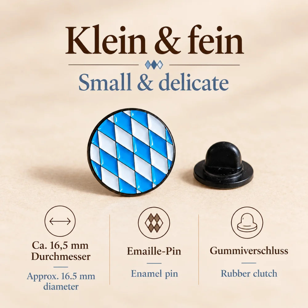 Bayern Emaille Pin Weiß-Blau – handgefertigt in Bayern Zweitbild