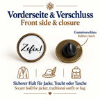 Bayern Pin „Zefix!“ mit Vorderseite und Gummiverschluss für Tracht, Jacke, Hut oder Tasche