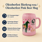 Vorteilsbild zum rosa Oktoberfest-Bierkrug mit 0,5 Liter Fassungsvermögen und hochwertigem Steingut