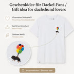 Damen Dackel T-Shirt als Geschenkidee für Hundeliebhaber mit gesticktem Dackel-Motiv