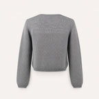 Graue Damen Trachten-Strickjacke in Rückansicht mit strukturierter Strickoptik