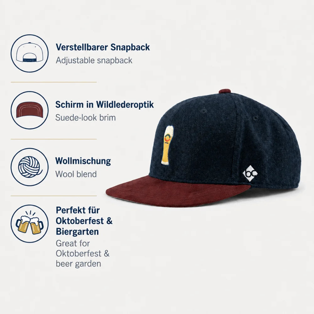 ERDINGER Weißbräu Cap mit verstellbarem Snapback, Wollmischung und Schirm in Wildlederoptik