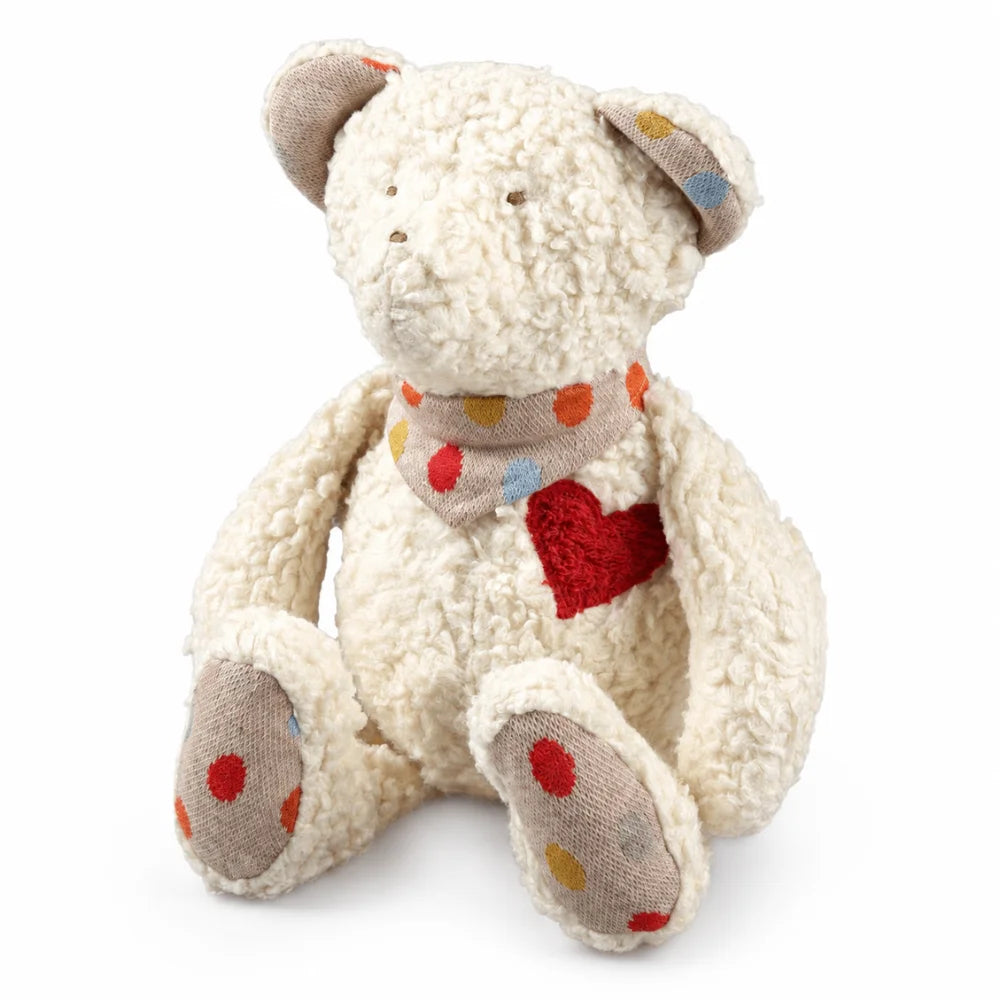 Efie Teddy mit Herz mit gesticktem Gesicht – sicheres Kuscheltier für Babys und Kinder