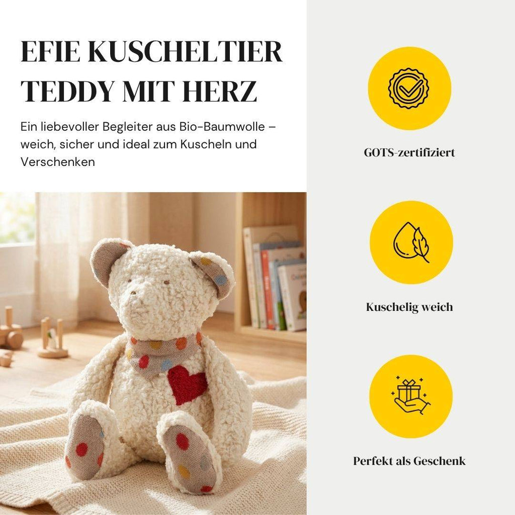 Efie Teddy mit Herz – Das GOTS-zertifizierte Kuscheltier aus Bio-Baumwolle für Babys & Kleinkinder