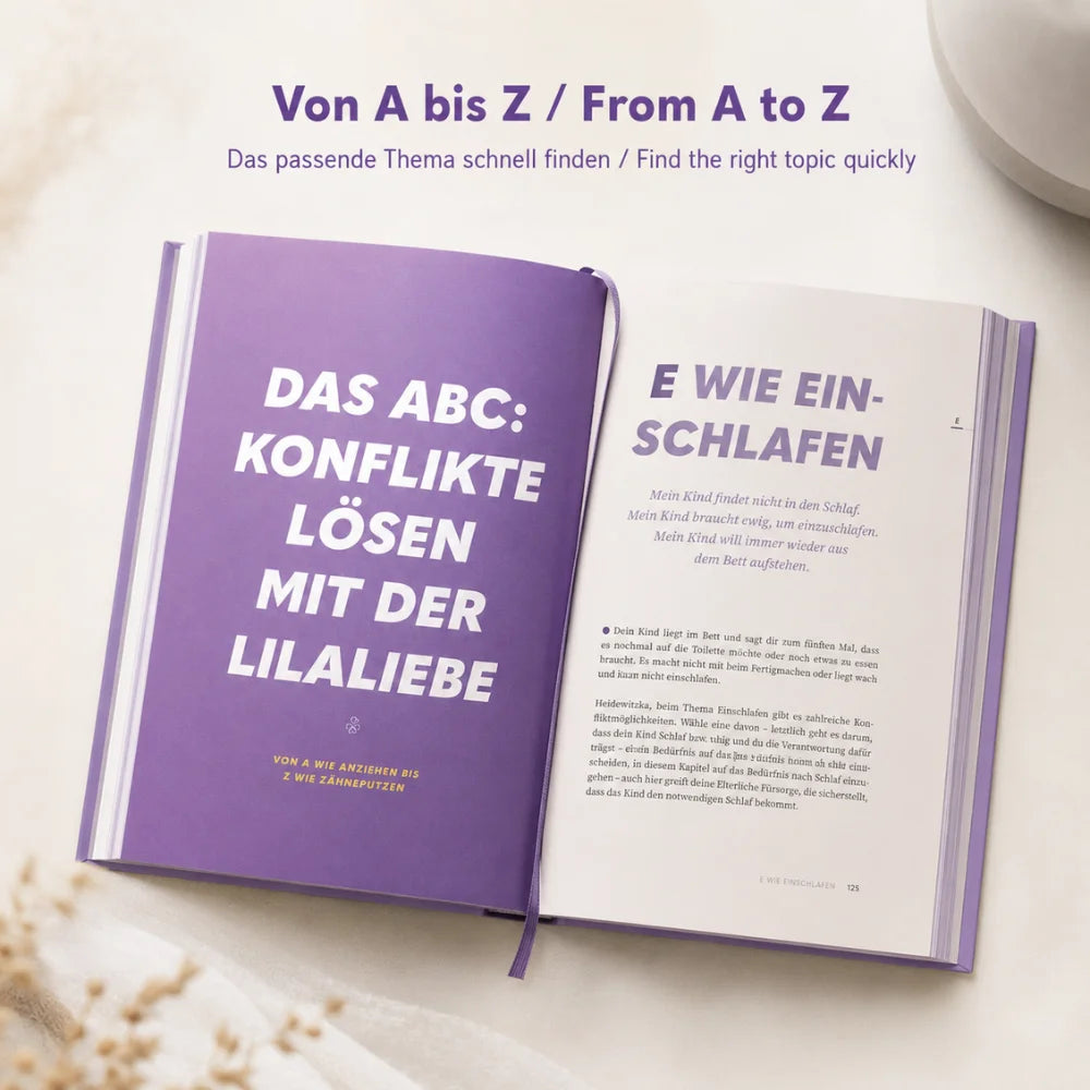 Produktdetails zum Elternratgeber „Mein Kind macht, was es will!“ mit alphabetischem Aufbau von A bis Z
