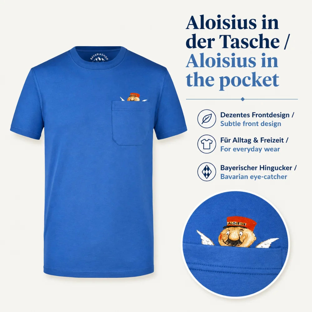 Engel Aloisius T-Shirt mit dezentem Aloisius-Motiv in der Brusttasche als bayerischer Hingucker