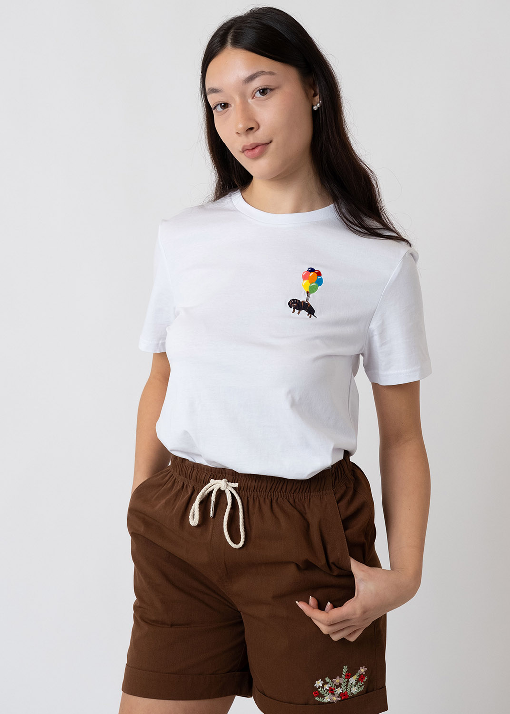 Women's T-shirt "Dachshund Express" (white)