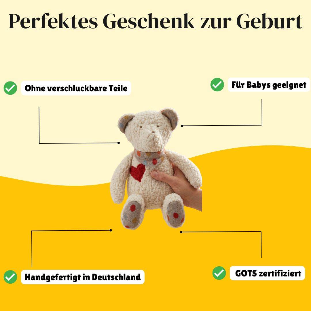 Efie Teddy mit Herz – Das GOTS-zertifizierte Kuscheltier aus Bio-Baumwolle für Babys & Kleinkinder