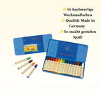 16 Wachsmalfarben in der Blechbox von Stockmar als Bestandteil des Einschulungs Geschenk-Bundles 