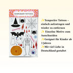 Temporäre Tattoos mit Halloween Motiv für Kinder sind Bestandteil des Geschenk-Bundles zur Einschulung
