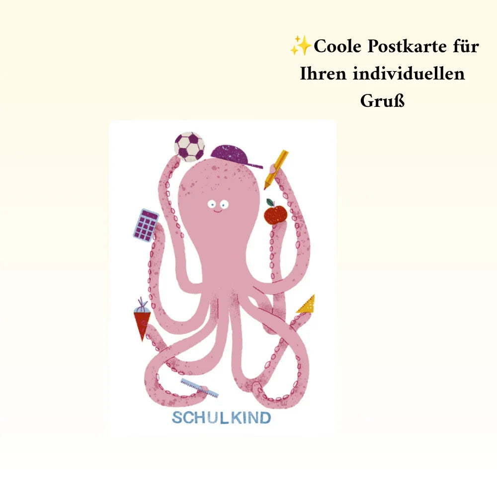 Postkarte Schulkind inklusive im Geschenk-Bundle zur Einschulung