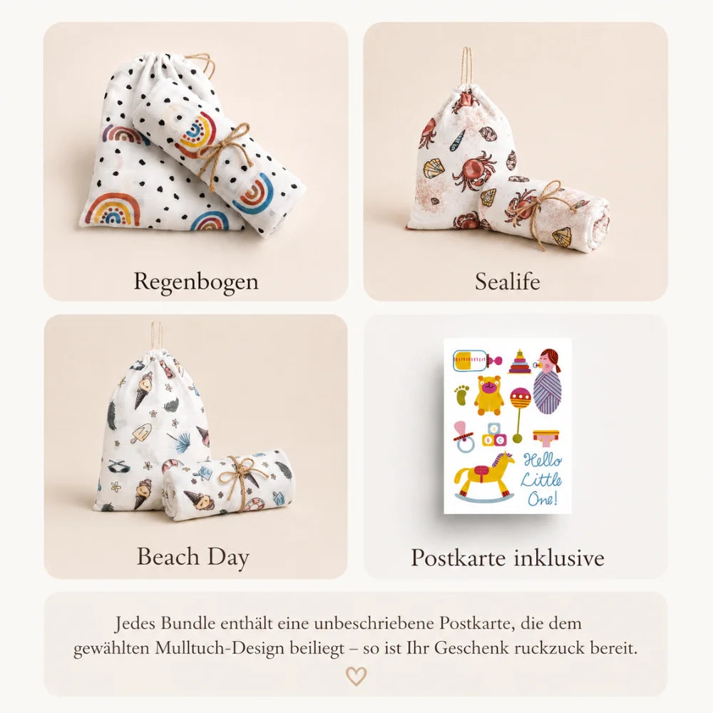 Geschenk-Bundle Mulltücher – weiches 3-teiliges Musselin Set für Babys aus Bio-Baumwolle Zweitbild