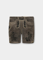 Herren Lederhose "Schafkopf" (graubraun/blau)