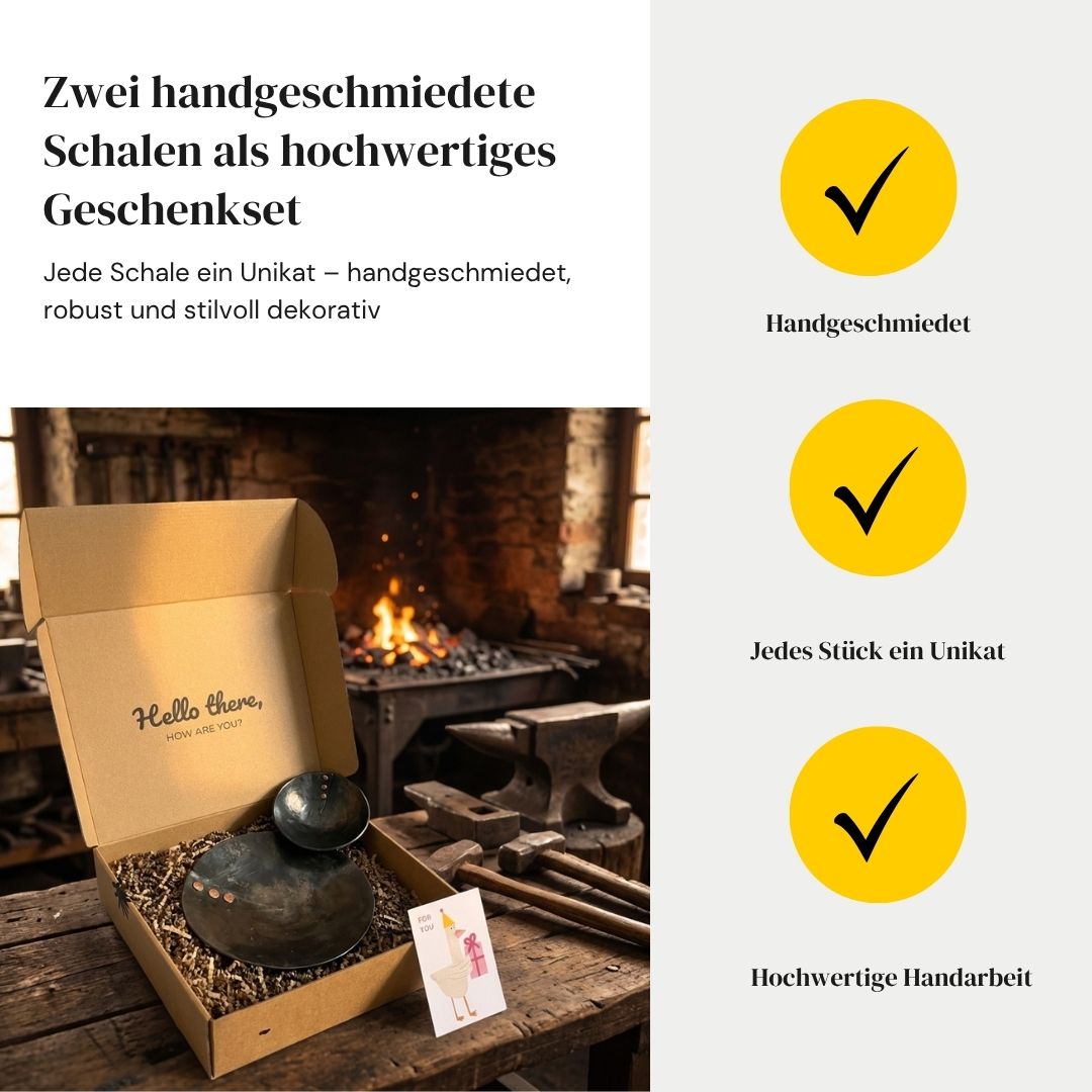 Geschenkset handgeschmiedete Schalen – Premium Manufaktur Edition