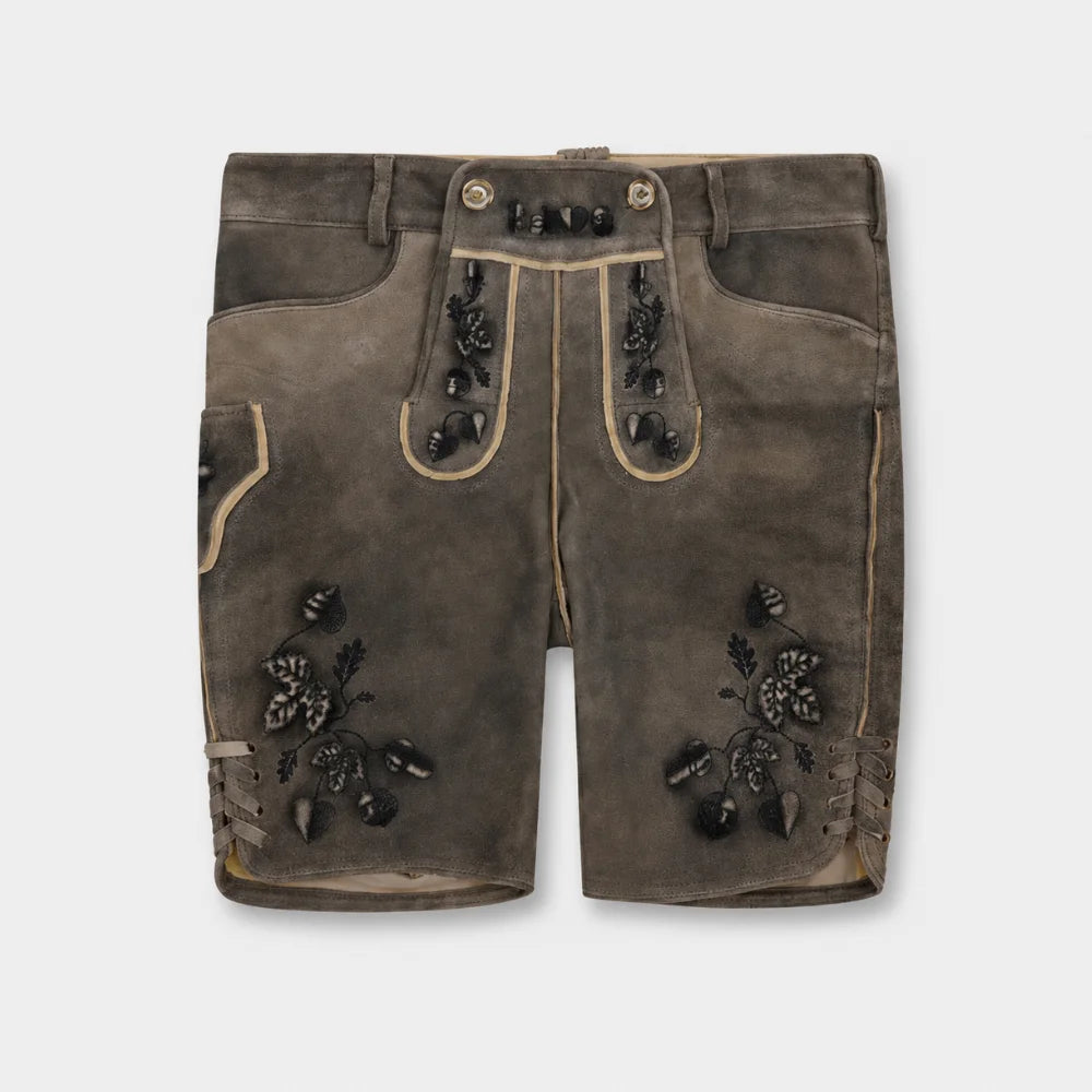 Herren Lederhose Schafkopf aus Wildbockleder auf hellem Hintergrund