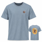 Bavarian Trinity Herren T-Shirt blaugrau mit kleinem Brustmotiv und großem Rückendruck