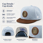 Hofbräuhaus München Cap Detailbild mit Snapback-Verschluss, Unterseite des Schirms und Metallpatch