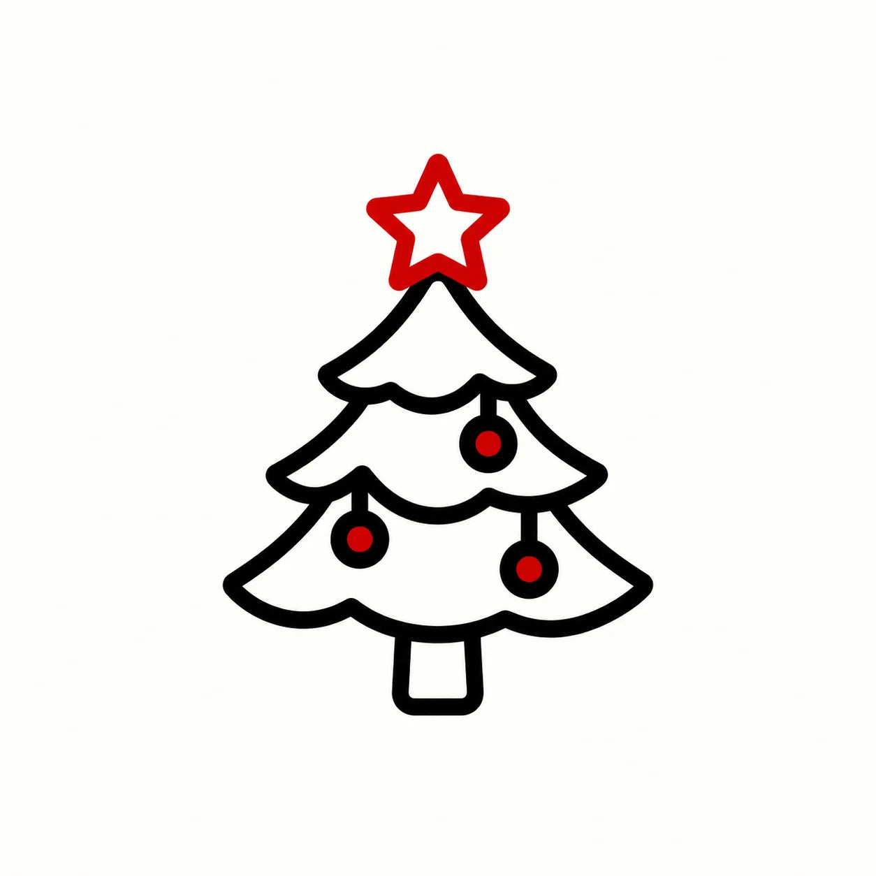 Weihnachten Icon mit Weihnachtsbaum und roten Christbaumkugeln – besondere Weihnachtsgeschenke und Geschenkideen bei The German Gift Shop