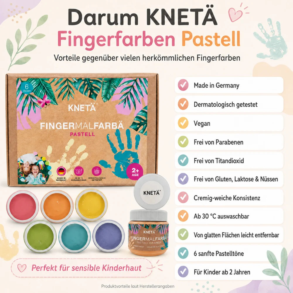 Fingerfarben-Set Pastell von KNETÄ – 6 Farben ab 2 Jahren Zweitbild