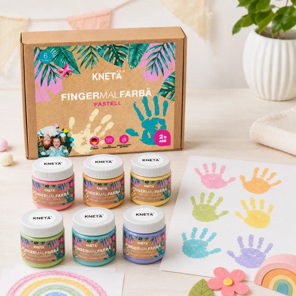 KNETÄ Fingerfarben Made in Germany mit sechs bunten Farbdosen
