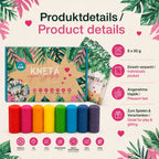 Produktdetails der KNETÄ Kinderknete mit 8 x 50 g, Einzelverpackungen und angenehmer Haptik
