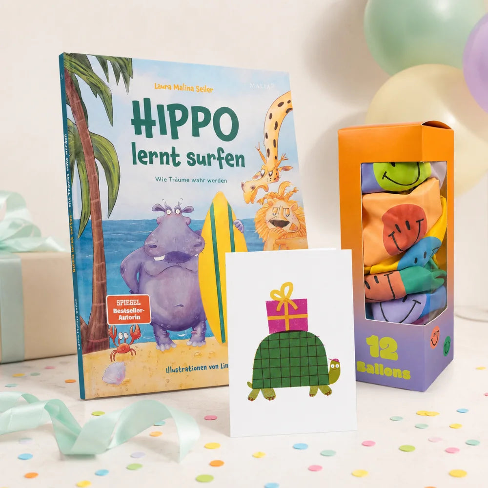 Kinder-Geschenk-Bundle „Trau dich zu träumen“ – Buch, Luftballons & Karte Zweitbild