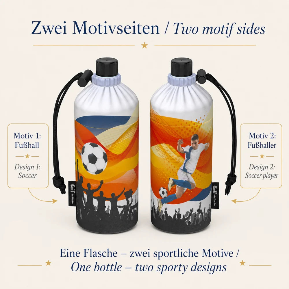 Emil Kindertrinkflasche Fußball 0,4 l mit zwei Motivseiten – Fußball und Fußballspieler