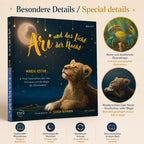 Besondere Details des Kinderbuchs „Ari und das Licht der Nacht“ mit Nachtmotiven und farbenreichen Illustrationen
