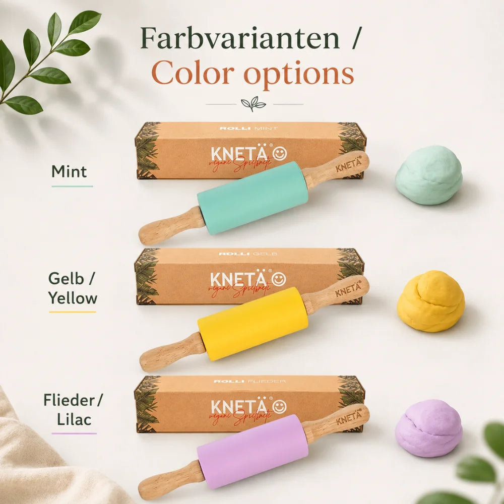 KNETÄ Knetroller Rolli in Mint, Gelb und Flieder als Zubehör für Knetmasse