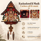 Kuckucksuhr „Abendgold“ mit Kuckucksruf, 12 Melodien, Nachtabschaltung per Lichtsensor und detailreichem Zifferblatt