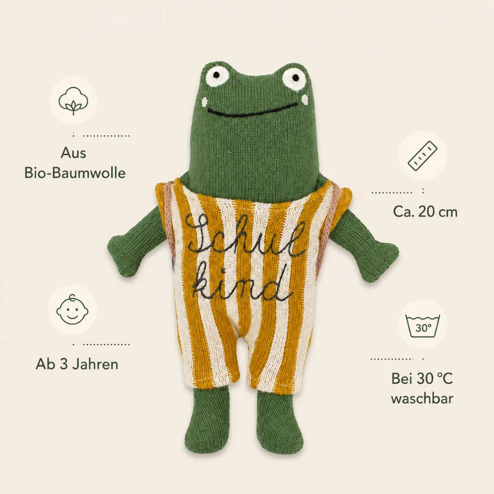 Frosch Kuscheltier aus Bio-Baumwolle für Kinder ab drei Jahren