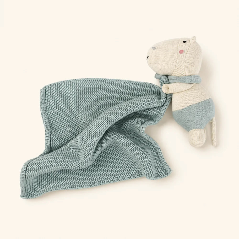 Baby-Kuscheltuch Hippo in Graublau und Natur aus Bio-Baumwolle Hauptbild