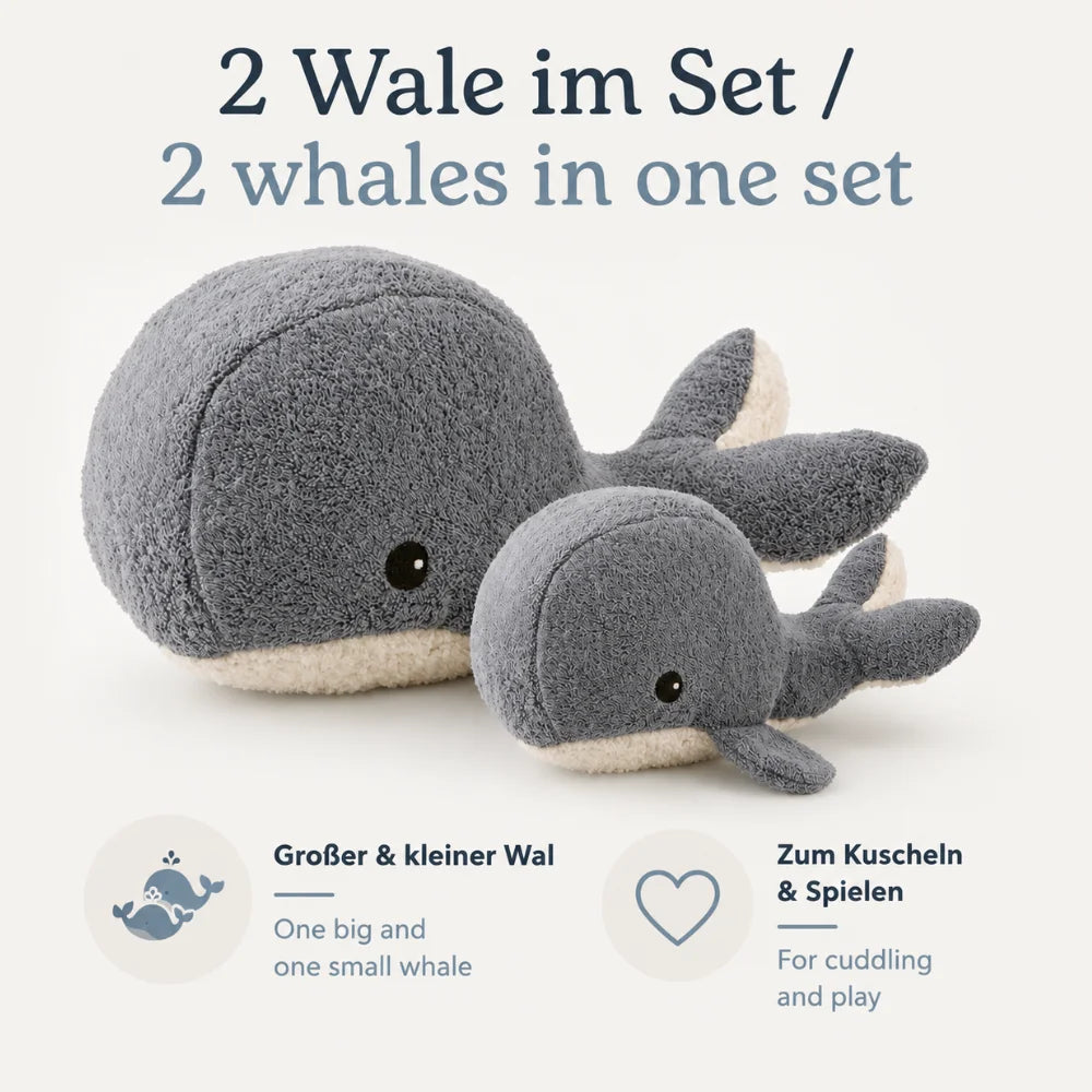 EFIE Kuschelwale im 2er-Set zum Kuscheln und Spielen für Babys und Kinder