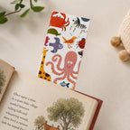 Lesezeichen für Kinder mit Motiv Tiere im Buch