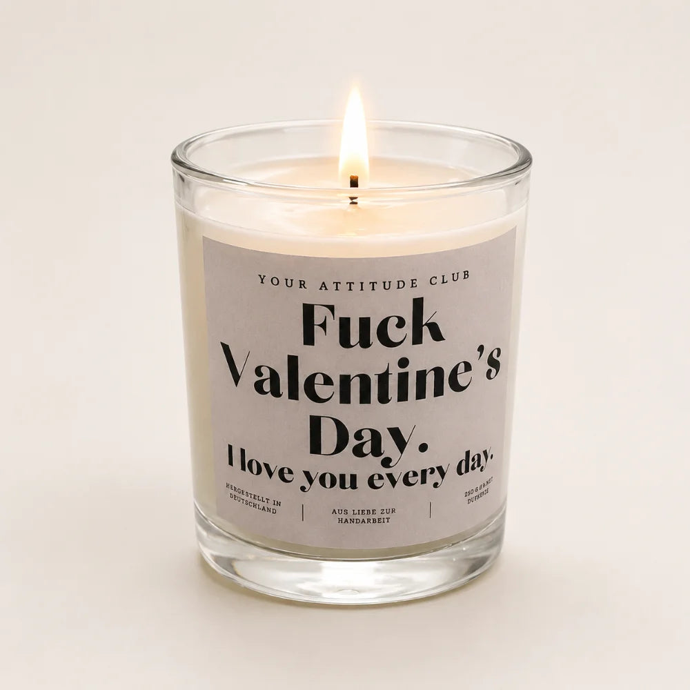 Lustige Duftkerze zum Valentinstag 300 ml Orange Sunrise im klaren Glas Hauptbild