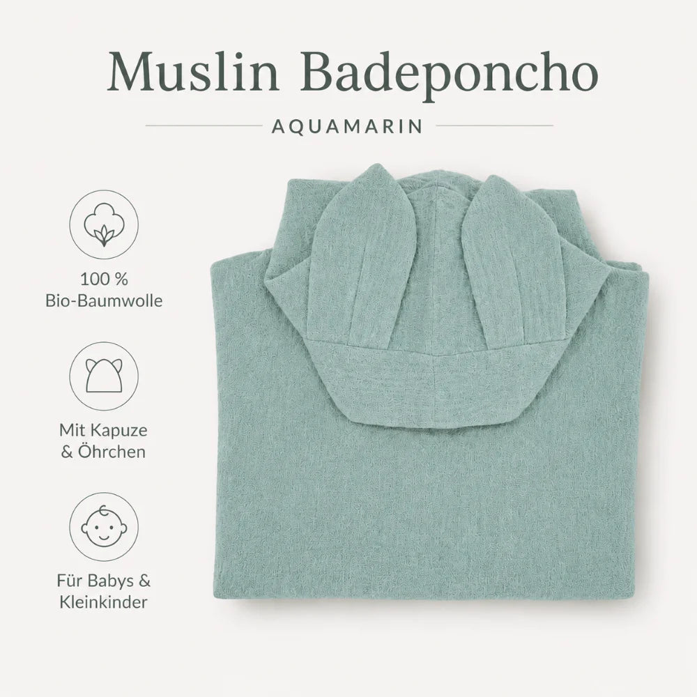 Musselin-Badeponcho für Babys & Kleinkinder aus Bio-Baumwolle – Natur Zweitbild