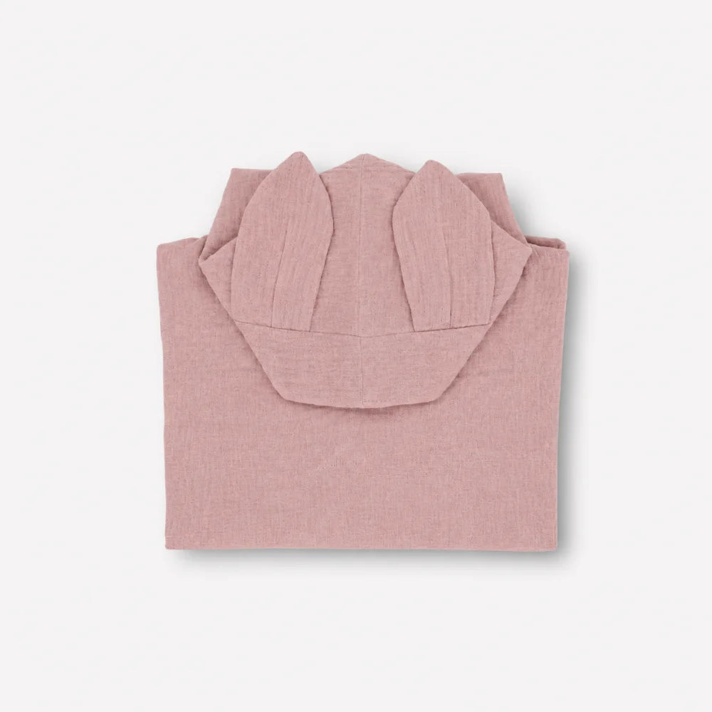 Gefalteter Musselin-Badeponcho für Babys und Kleinkinder in der Farbe Blush