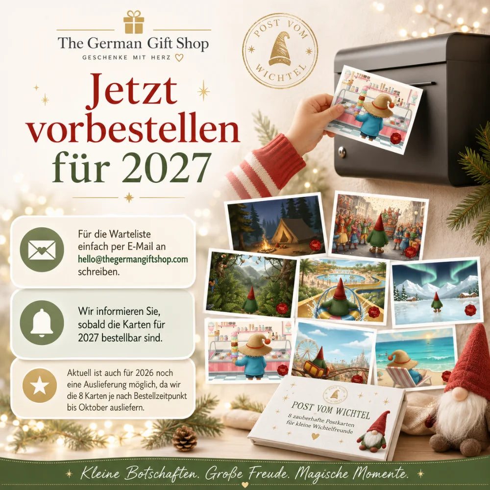 Post vom Wichtel 2027 vorbestellen per E-Mail mit Wichtelpostkarten und Wartelisten-Hinweis