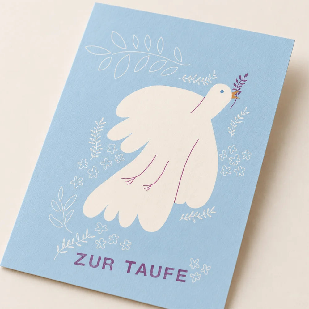 Postkarte "Zur Taufe" mit Detailansicht